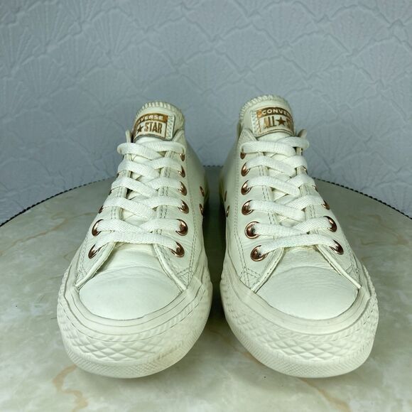 Converse CTAS Sneakers Women Sz 7 Cream All Leather Low Top Limited Edition Shoe - Picture 3 of 11